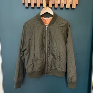Vince Khaki Quilted Bomber Jacket